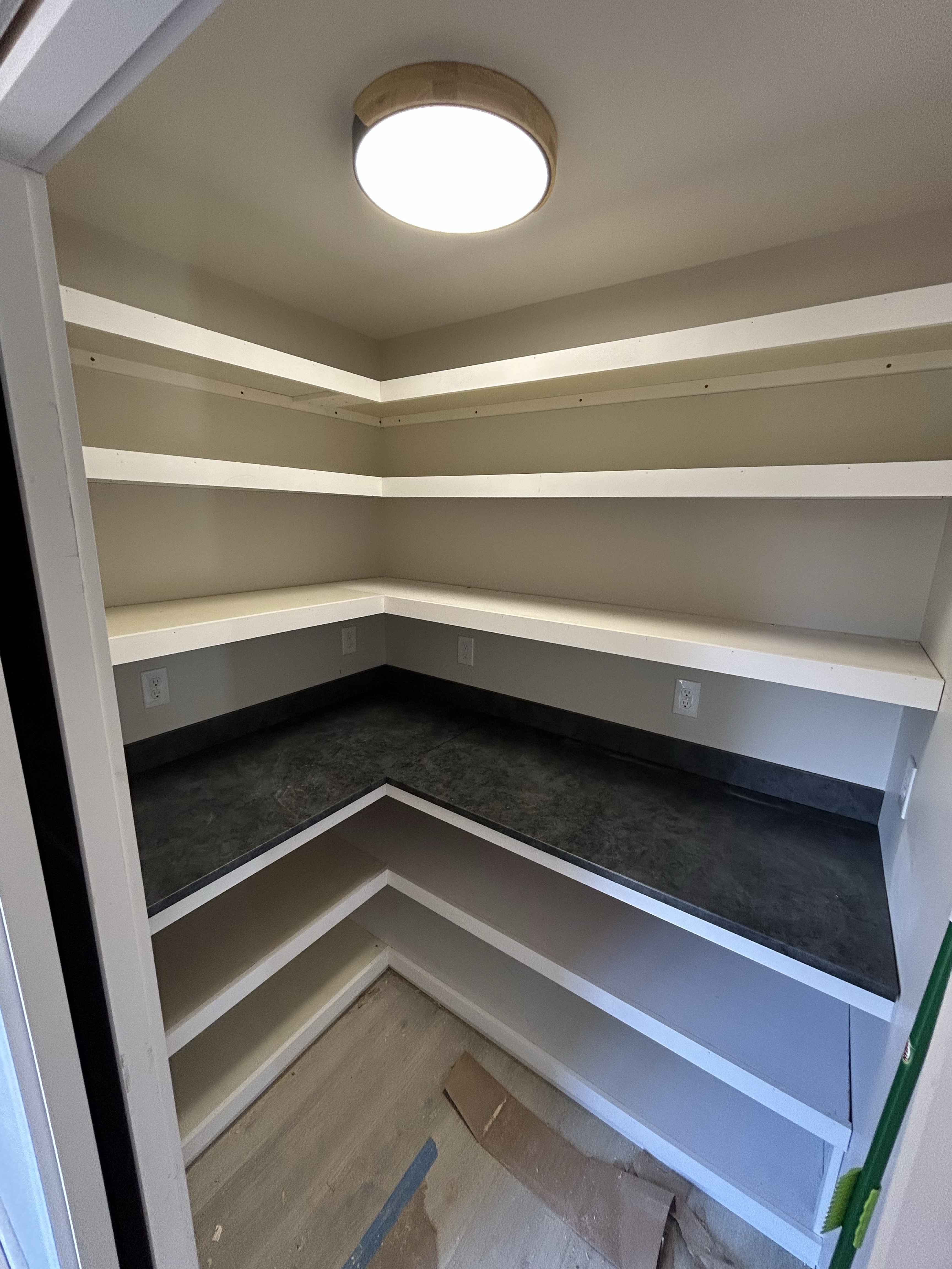 Custom built-in desk with upper cabinetry
